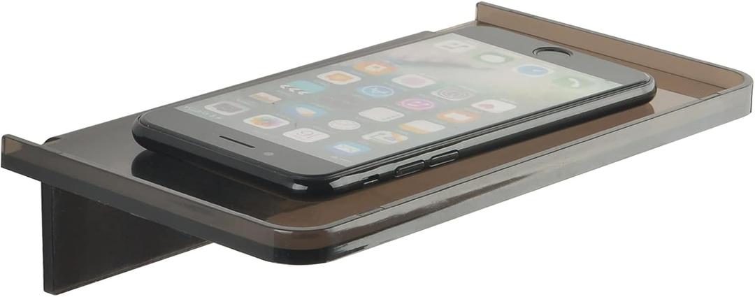Acrylic Floating Wall Shelves - Small Stick-on Wall Mounted Phone Shelf Wonder Holder Wipes Rack Smart Speaker Shelf for Bathroom, Kitchen, Toilet, Bedroom, Office - Translucent Grey Acrylic Floating Wall Shelves - Small Stick-on Wall Mounted Phone Shelf Wonder Holder Wipes Rack Smart Speaker Shelf for Bathroom, Kitchen, Toilet, Bedroom, Office - Translucent Grey