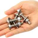 5/16-18 x 6" Hex Head Bolts with Hex Nuts and Thick Flat & Lock Washers, Fully Threaded, Stainless Steel 18-8, Plain Finish, 4 Sets (Silver)