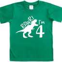 rawr im 4 Year Old boy Shirt Roar 4th Birthday Shirt boy Four Dinosaur Tshirt, Size XS 