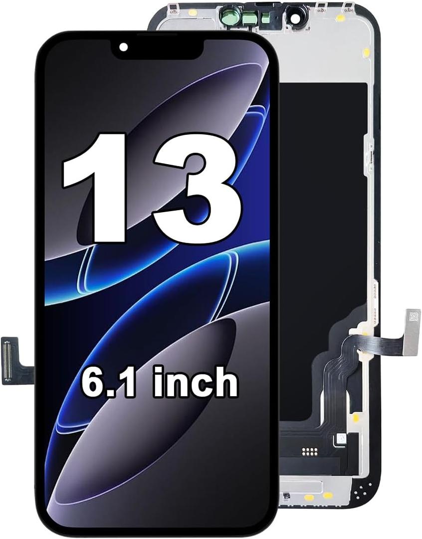 for iPhone 13 Screen Replacement 6.1 ", Full HD LCD Display 3D Touch Screen Digitizer Full Assembly for Model A2482,A2631,A2633,A2634,A2635 (Without Tools)