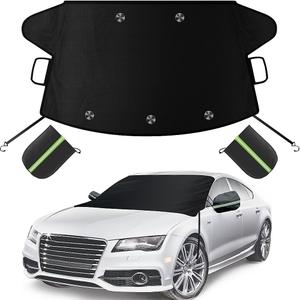 Car Windshield Cover for Ice and Snow, Windshield Snow Cover, Performance Brake Kits with Side Mirrors Cover for Snow, Ice, UV Fits Most Cars, Trucks, Vans, SUVs, Black