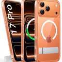 for iPhone 17 Pro Case Magnetic with Stand, Compatible with MagSafe & Wireless Charging, Military Grade Shockproof, Transparent Slim Thin Hard Men Women Case for iPhone 17 Pro, Clear