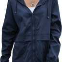 Women's Waterproof Raincoat Lightweight Rain Jacket Hooded Windbreaker with Pockets for Outdoor (Blue, L)