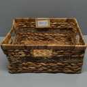 StorageWorks Large Rectangular Wicker Basket, Water Hyacinth and Seagrass Storage Basket with Built-in Handles, 1 Pack