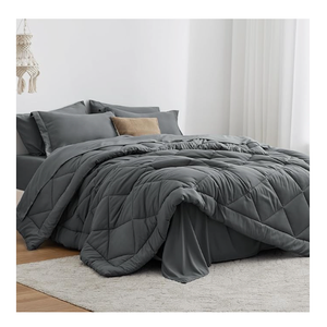 Love's cabin Queen Comforter Set Dark Grey, 7 Pieces Queen Bed in a Bag, All Season Bedding Sets with 1 Comforter, 1 Flat Sheet, 1 Fitted Sheet, 2 Pillowcase and 2 Pillow Sham | Soft, Breathable, Lightweight, Comfortable