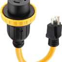 Kanayu 1ft 30 Amp to 15 Amp 110 Volt RV Adapter Cord Compatible with NEMA 5-15P to L5-30R, 3 Prong Locking RV Power Adapter 15A Household Male to 30A RV Female for RV Trailer Camper