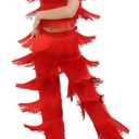 Women's Latin Tassel Dance top and Pant 2 piece sets for Ballroom Rumba Tango Salsa, Size: 6-7 Years