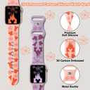 Cartoon 3D Embossed Band Compatible with Apple Watch Bands 40mm 38mm 44mm 45mm 41mm 42mm 49mm Women, Two-Tone Soft Silicone Sport Strap for iWatch Series 10 9 8 7 6 5 4 3 2 1 Ultra (Orange & Pink Sand)