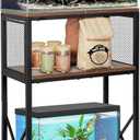 Aquarium Stand, 10 Gallon Fish Tank Stand with Storage, 3 Tier Metal Frame Cabinet Suitable for Fish Tank, Turtle Tank, Rustic Brown (10 Gallon)