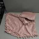 DEZENE 20x20 Throw Pillow Covers Pink: 2 Pack Cozy Soft Pom-poms Velvet Square Decorative Pillow Cases for Farmhouse Home Decor