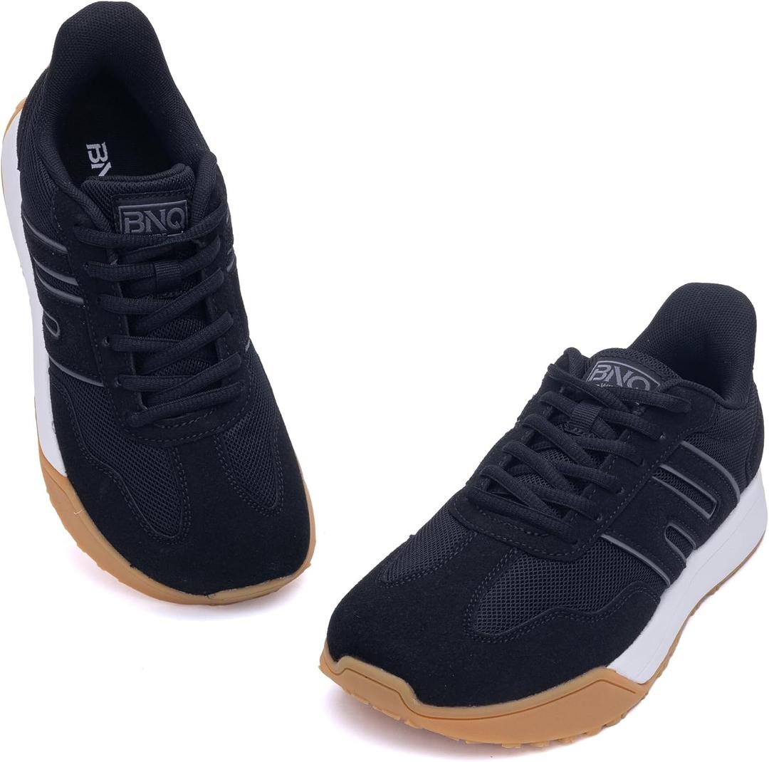 Wide Toe Box Walking Sneakers Women Slip On Arch Support Tennis Shoes for Orthotic Plantar Fasciitis Comfortable Platform Sneakers (8.5 Wide, Black)