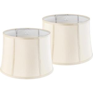 GOSO 14 Inch Square Drum Lamp Shades Set of 2 Large, Cream Peach Lamp Shade for Floor Lamps Table Lampshade Replacement,12x14x10 IN (Spider) Natural Fabric Faux Silk Elegant & Art Deco -Easy Assembly