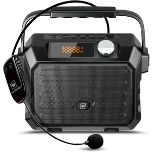WinBridge Wireless Voice Amplifier for Teachers, 30W Portable PA System with UHF Headset Microphone & Bluetooth Speaker, for Classroom, Fitness Instructors, Public Speaking, TWS, FM, Recording, H5