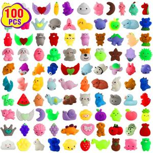 100 Pcs Kawaii Squishies Party Favors for Kids 4-8-12, Mochi Squishy Toys Treasure Box Toys for Classroom Prizes,Stress Relief Fidget Toys Birthday Gift for Boys Girls Goodie Bag Pinata Stuffers