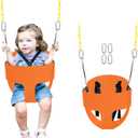 High Back Full Bucket Toddler Swing Seat with 3- Point Adjustable Safety Harness, 66 inch Detachable Chain,Suitable for Babies Aged 6-24 MonthsBaby Swing for Swingset (Orange)