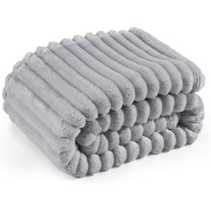 Bedsure Light Grey Fleece Blanket for Couch - Super Soft Cozy Blankets for Women, Cute Small Throws for Girls, 50x70 Inches