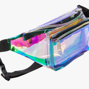 Holographic 80s 90S Rave Stars Neon Transparent Gravel Fanny Pack for Women - Great Waist Pack for Games, Concerts, Rave, Festival, Travel