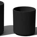 Veradek Demi Series Set of 3 Round Planters for Porch, Patio, Backyard | Durable Plastic-Stone Material | Modern Dcor for Tall Plants, Flower (Black)