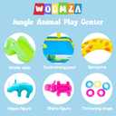 Inflatable Jungle Animal Play Center, Inflatable Water Park Kiddie Pool with Slide, Water Sprayer for Summer Outdoor Splash, Backyard and Garden 102.5" x75" x 54.5"