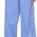 LYSINK Women Y2k Striped Pants Pajama Pants High Waist Drawstring Straight Wide Leg Lounge Pj Pants Pajama Bottoms Sleepwear (Blue, L)