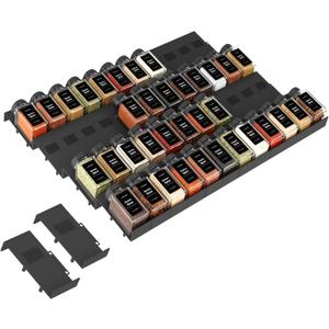Famhap Spice Drawer Organizer, 48PCS Interlocking Expandable Seasoning Rack Tray Insert for Kitchen Drawers, Spice Rack Drawer for Spice Jars (Black)