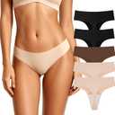 Battewa Seamless Women's Incontinence Underwear, Leak Proof Breathable Thongs Panties, 20ml Light Absorbency for Postpartum & Workout 5 Pack (S,Multicolor)