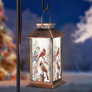 Solar Lanterns with Cardinal Theme Outdoor Waterproof Decorative Lights for Garden Birthday Gifts for Women, Mom, and Grandma Solar LED Hanging Lights for Yard, Patio, Lawn, and Porch(Snow Scene)