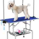 Lyromix 42''Large Dog Grooming Table, Adjustable Cat Drying Desktop with Arms, Nooses, Mesh Tray, Foldable Pet Station at Home, Maximum Capacity Up to 330Lb, 42inch, Blue