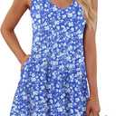 AUSELILY Women's Sleeveless V Neck Mini Dress Beach Cover Up Swimwear Bathing Suit Sundresses with Pockets 2025 New,S