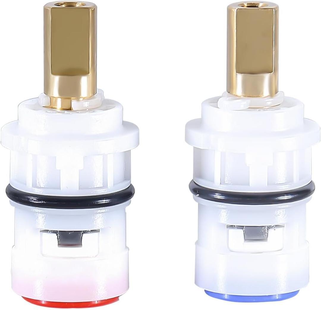 Compatible with Ceramic Stem Disc Faucet Cartridge Replacement for Bathroom Tap, 2103201 (1 Pair Hot & Cold)