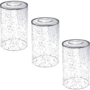 3 x 3 Pack Seeded Glass Lamp Shade Replacements, 5.9in Height, 3.9in Diameter, 1.7in Fitter, Cylinder Bubble Glass Shade Covers, Seeded Glass Replacement for Pendant Lights Chandeliers Wall Sconces
