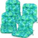 Chunful 4 Pack Tufted Back Chair Cushion Indoor Outdoor Weather Resistant Rocking Patio Chair Cushions for Indoor Outdoor Lawn Furniture(Palm Leaves)