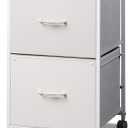 DEVAISE 2 Drawer Mobile File Cabinet, Rolling Printer Stand with Open Storage Shelf, Fabric Vertical Filing Cabinet fits A4 or Letter Size for Home Office, White