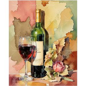Wine and Flower Art Paint by Numbers Kit for Adults - DIY Wine Bottle and Colorful Glass Painting on Canvas 16x20 Inches,Acrylic Paint Set,Suitable for Beginners,Art for Home Decoration/Gift
