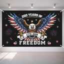 2 x 250th Anniversary Decorations - 4th of July Backdrop for 1776-2026 America Merchandise Patriotic USA Freedom Photo Booth Background Banner for Home Indoor Outdoor,Fourth of July Accessories