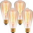 60 Watt Incandescent Edison Light Bulbs, Vintage Dimmable E26 Bulbs, ST64 2200K Warm White Antique 260LM E26 Medium Screw Base Amber Filament Bulbs for Home, Bedroom, Office, Decorative Lamp(4-Pack)