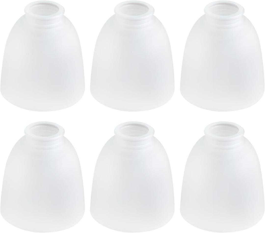 6-Pack White Frosted Glass Shades, Bell Shaped Glass Shade Covers Ceiling Fan Lamp Replacements, Light Fixtures Lampshade for Chandelier Wall Sconces, 1.61" Fitter Size, 5" High x 4.7" Diameter