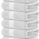 White Classic Luxury Dolphin Gray Hand Towels - Soft Circlet Egyptian Cotton | Highly Absorbent Hotel spa Bathroom Towel Collection | 16x30 Inch | Set of 6