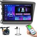 8 Core 4+64 GB for Honda Civic 2012-2015 Android 15 Car Stereo Wireless Carplay Android Auto, 9'' Touchscreen Car Radio with GPS, WiFi, 32EQ DSP, 59UI, Bluetooth, FM RDS, Backup Camera