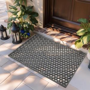 GRANNY SAYS Front Door Mat Indoor Entrance, Entryway Rugs Non Slip Washable, Waterproof Welcome Mat for Outside Entrance, Low Profile Outdoor Mats for Front Door, Grey 19" x 29.5"