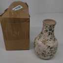 LemonRoad Vintage Ceramic Flower Vase 5.7 Inch Chinoiserie Ice Cracked Glaze Porcelain Vase Rustic Ceramic Large Centerpieces for Home Table Living Room Bookshelf Office(Floral Style)