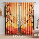 FMFUNCTEX 100% Blackout Curtains 84 Inches Long for Living Room, Orange Yellow Autumn Fall Leaves Camouflage Thermal Curtains, Illustration Scenery Drapes Rod Pocket Curtains for Bedroom,2 Panels