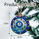 2 x DASTOLL Stained Glass Christmas Decorations, Blue and Gold Star Gift Box Suncatcher for Window Christmas Tree Hanging Ornaments Sun Catcher Xmas Decor Gifts for Women Men Mom Nana Friend (3.1x3.5IN)