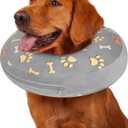 Inflatable Dog Pillow Cone Collar After Surgery, Donut Soft Neck Cone for Husky Border Collie Large Dogs, etc, Recovery E Collar to Stop Licking Grey