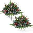 Artificial Christmas Tree for Outdoor Front Porch Decor, Real Touch Christmas Topiary, Realistic Potted Fake Faux Tree Plants for Indoor Garden Holiday Winter Decoration (19.6" Green)