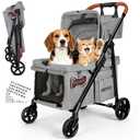 RIDYEE Foldable Dog Stroller for Small & Medium Dogs & Cats up to 44 lb | All-Terrain Shock Absorbing Wheels, Ventilated & Fully Shaded, Low-Entry Design, Lightweight