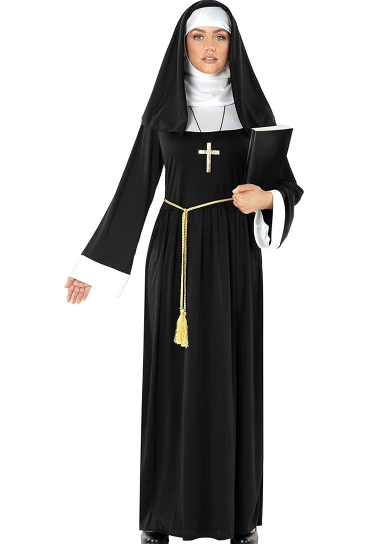 Morph Nun Costume for Women, Adult Nun Outfit with Habit, Plus Size Nun Attire, Religious Costume for Women