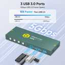 USB3.0 KVM Switch HDMI 4K@60Hz for 4 Computers Share 1 Monitor, KVM Switch 4 Port with 3 USB 3.0 Ports Share Keyboard Mouse, Support Button Switch, Plug and Play