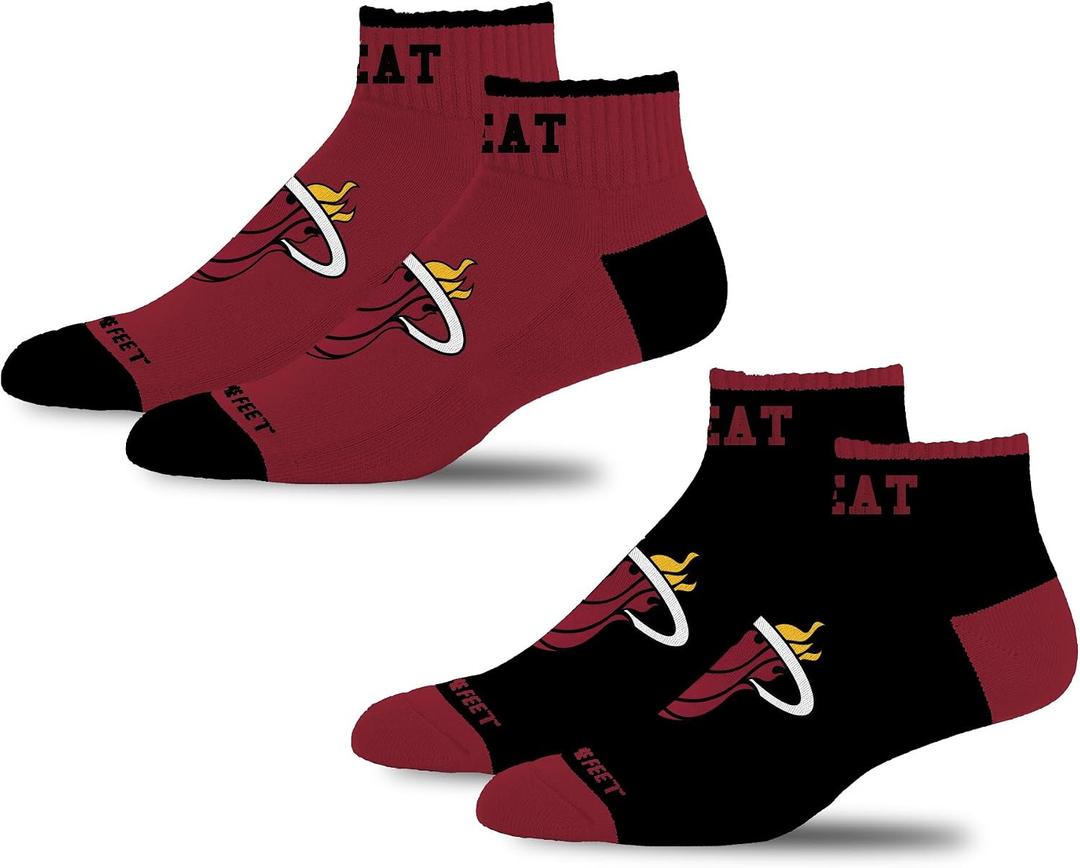 4 x For Bare Feet NBA Unisex Kids Front and Center 2 Pack Team Colors (Red)
