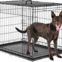 Sweetcrispy Large Dog Crate, 36 Inch Double Door Folding Metal Wire Dog Cage with Plastic Leak-Proof Pan Tray, Pet Kennel for Indoor, Outdoor, Travel (36.61"L x 22.64"W x 24.21"H)